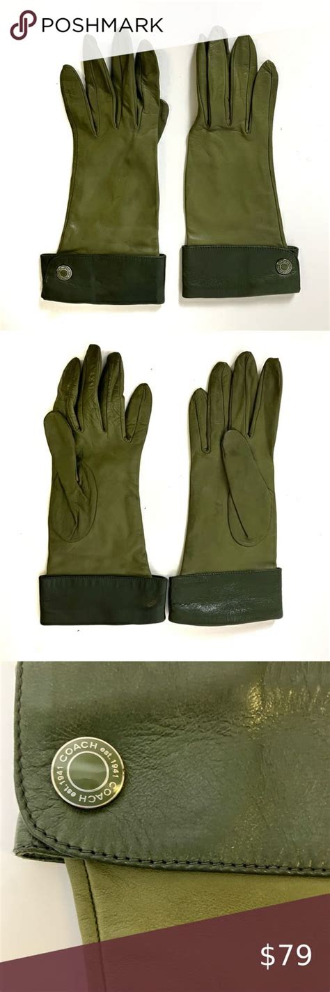 Coach Olive Green Leather Gloves Size 65 Leather Gloves Green