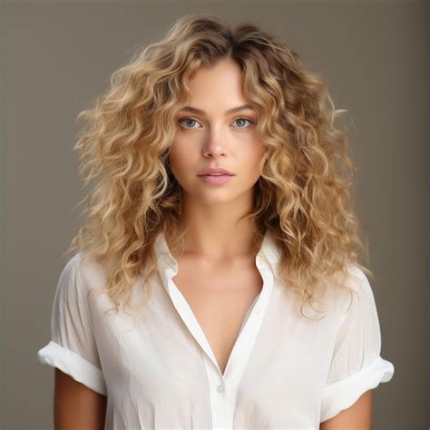 Premium Photo Beautiful Woman With Curly Blonde Hair