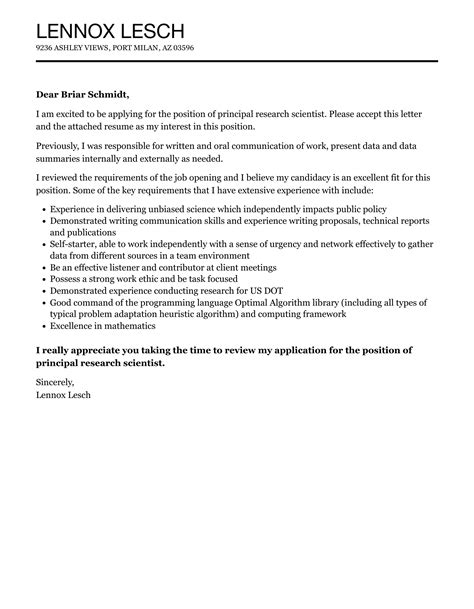 Principal Research Scientist Cover Letter Velvet Jobs