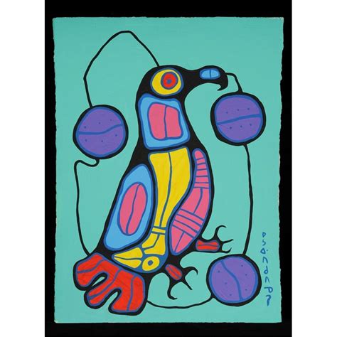 Norval Morrisseau Original Painting on Paper of a Bird 22"x 30" Fine ...