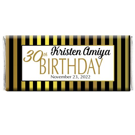 Black And Gold Stripes Birthday Chocolate Wrapper The Brat Shack NY