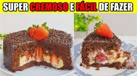 Como Fazer Bolo Trufado De Morango E Chocolate Passo A Passo Cremoso