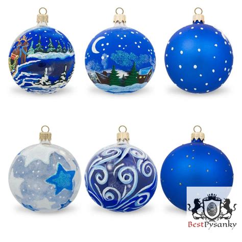 Six Christmas Ornaments With Different Designs On Them