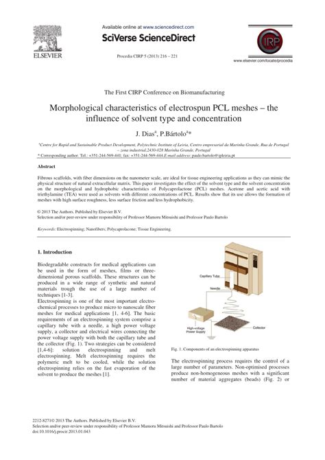 Pdf Morphological Characteristics Of Electrospun Pcl Meshes The