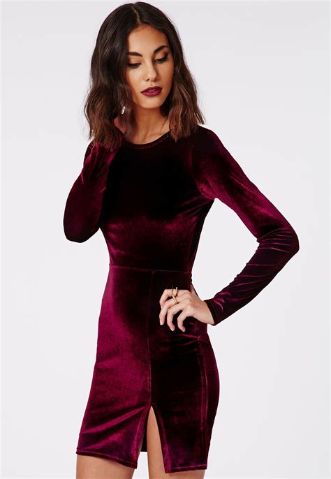 Missguided Larkin Velvet Bodycon Dress Burgundy Vestidos Vestidos De Fiesta Ropa