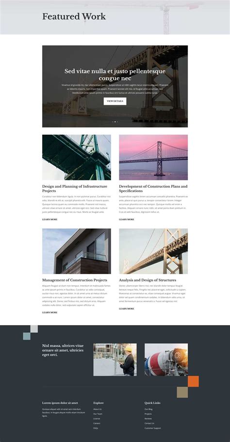 Civil Engineering Portfolio Page Divi Layout by Elegant Themes