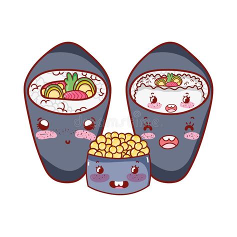 Kawaii Temaki Y El Rollo De Arroz Aman La Comida Japonesa De Dibujos