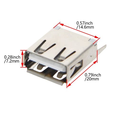 Fielect Pcb Usb Connector Type A Female Jack 4 Pin 180 Degree Vertical Straight Insert 10pcs 14