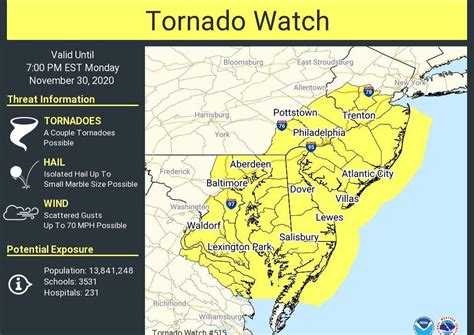 Tornado Watch Issued For Most Of N J From Severe Storms Packing Up To