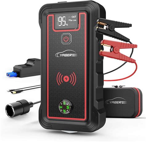 Yaber Jump Starter With 10w Wireless Charger 5000a 23800mah Portable Car Battery Jump Starter