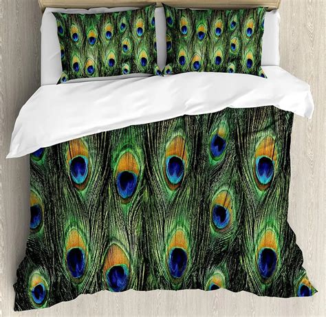 Peacock Bedding Set Comforter Duvet Cover Pillow Shams Peacock Feathers