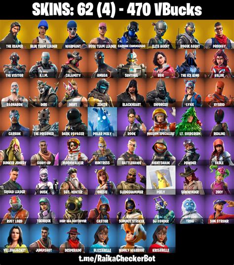 PC PSN XBOX 62 SKINS OG STW THE REAPER BLUE TEAM LEADER ELITE