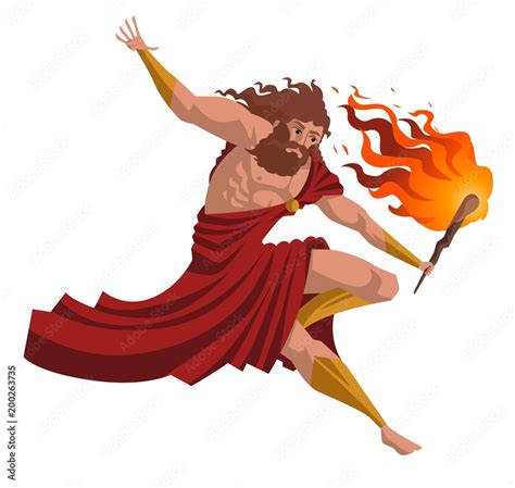 Prometheus Stealing The Fire Flame From Gods Stock Vector Adobe Stock