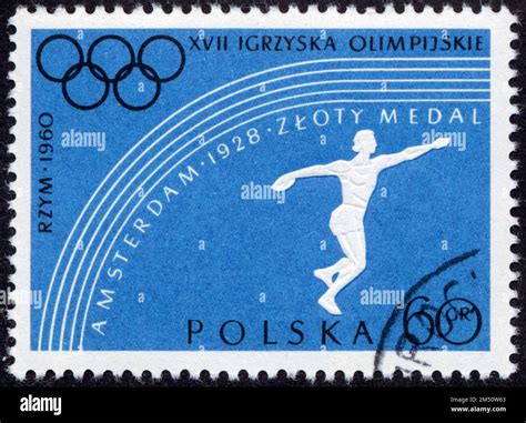 TIMBRE OBLITÉRÉ XVII IGRZYSKA OLIMPIJSKIE RZYM 1960 AMSTERDAM 1928