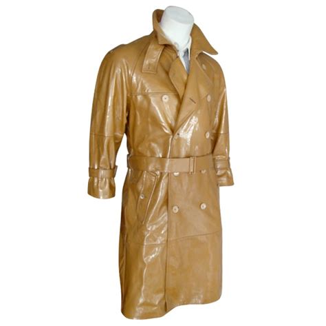 YSL YVES SAINT LAURENT Men S Olive Patent Leather Trench Coat At 1stDibs