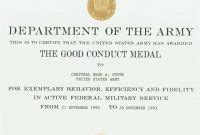 Army Good Conduct Medal Certificate Template Various Templates Ideas