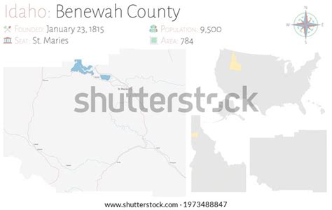 Large Detailed Map Benewah County Idaho Stock Vector Royalty Free