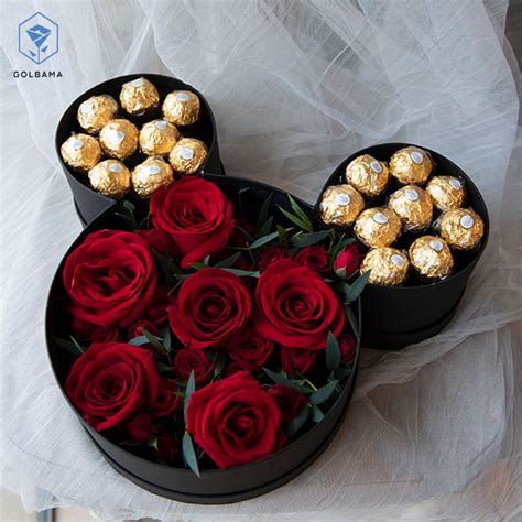 خرید باکس گل و شکلات جدیدترین طرح جعبه گل رز سال 2022 آفر ویژه