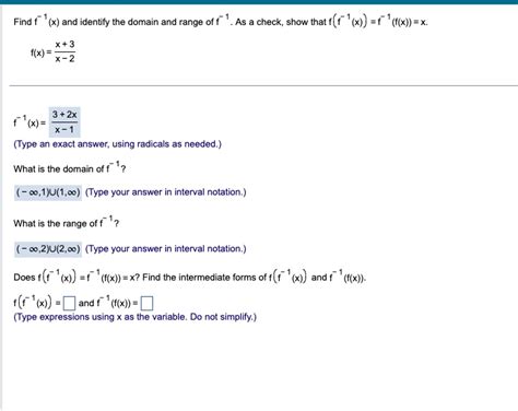 Solved Find F X And Identify The Domain And Range Of Chegg