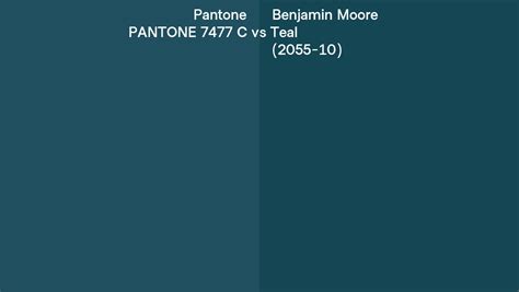 Pantone 7477 C Vs Benjamin Moore Teal 2055 10 Side By Side Comparison