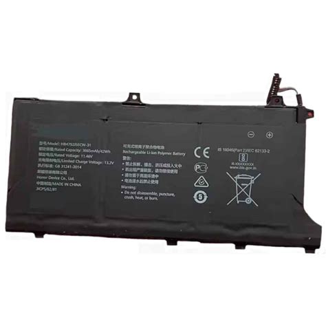 3665mAh 11.46V Honor HB4792J5ECW-31 Replacement Battery for Honor BBR ...
