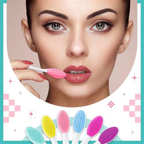 100 Pcs Double Sided Silicone Lip Scrub Brushes With Container Exfoliating Lip Brush For Plump