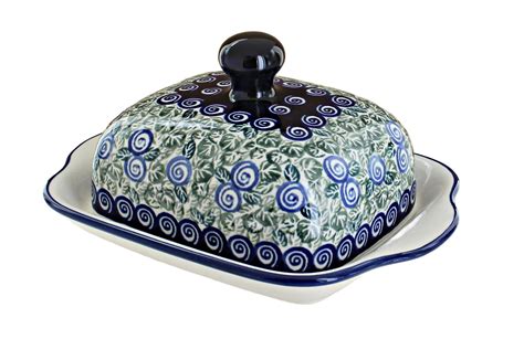 Blue Rose Polish Pottery Seaside Swirl Square Butter Dish Walmart