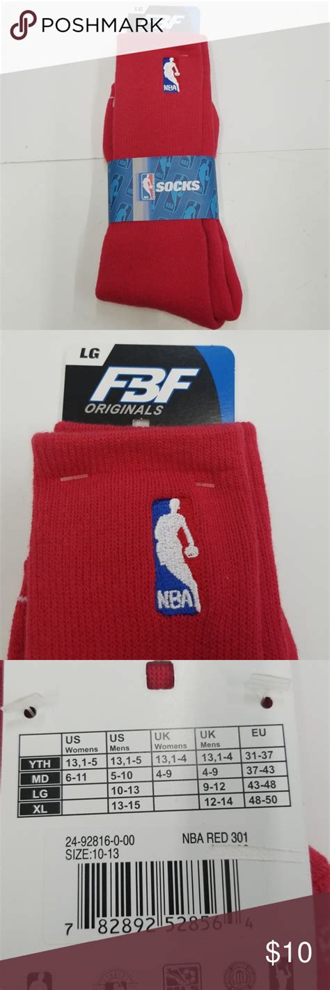 Nba Crew Socks Red Size Large 10 13 New Crew Socks Blue Logo