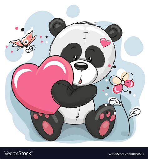 Panda With Heart Royalty Free Vector Image Vectorstock