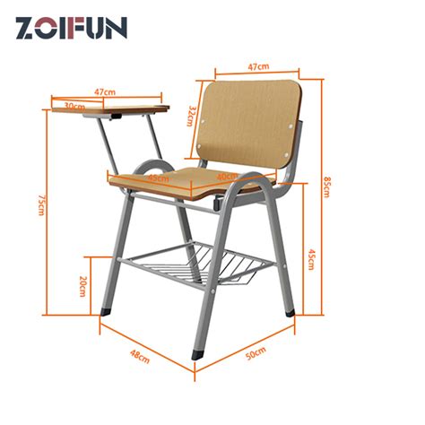 Meeting Chair With Writing Pad Wood Desk And Chair Table For School