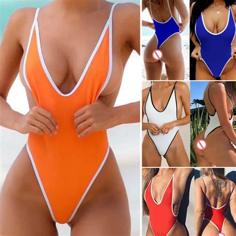 Maillot De Bain Une Pi Ce Solide Sexy Pour Femme String Taille Haute F