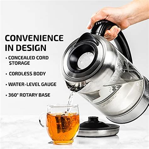 Ovente Glass Electric Kettle Hot Water Boiler 1 7 Liter ProntoFill Tech