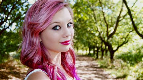 Pretty in Pink faces nature pink hair women wallpaper wallpapers and ...