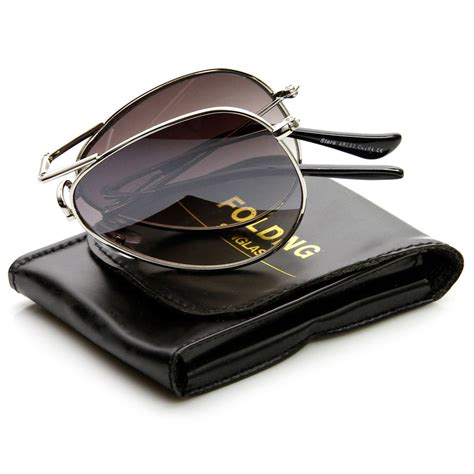 Folding Compact Fold Up Pocket Metal Aviator Sunglasses Case Sunglassla