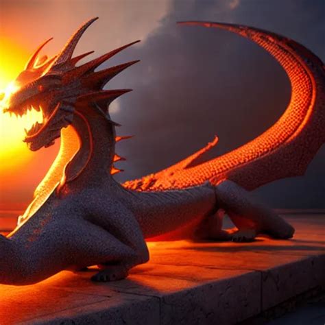 A Dragon Guarding The Sun Modernism Digital Art Stable Diffusion