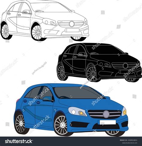 Car Line Drawing Vector Illustration Color Stock Vector (Royalty Free ...