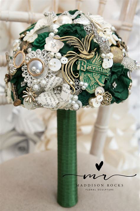 Emerald Green Harry Potter Inspired Brides Alternative Brooch Bouquet