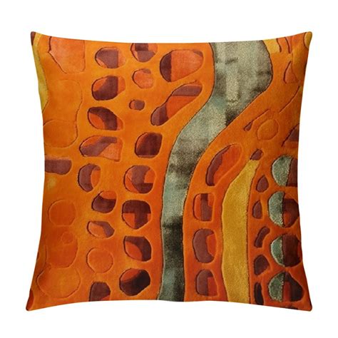 Hengt Burnt Orange Wave Lumbar Throw Pillow Cover Wavy Line Luxury