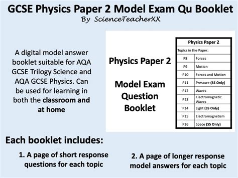 Aqa Gcse Physics Paper Revision Booklet Teaching Resources