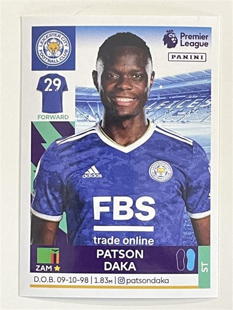 306 Patson Daka Base Leicester City Panini Premier League 2022 Sticker