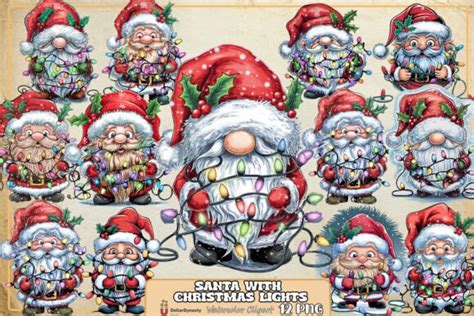 Santa With Christmas Lights Sublimation Graphic By Dollar Dynasty