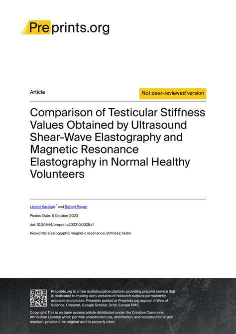 Pdf Comparison Of Testicular Stiffness Values Obtained By Ultrasound