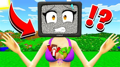 Jj And Mikey Hide In Underwear Of Tv Woman In Minecraft Maizen Youtube