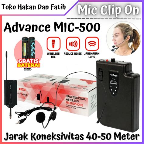 Jual Advance Mic 500 Mic Bando Wireless Mic Clip On Microphone