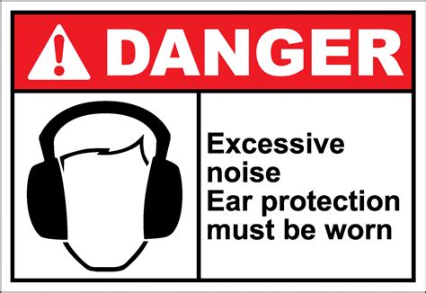 Danger Sign Excessive Noise Ear Protection Must Be