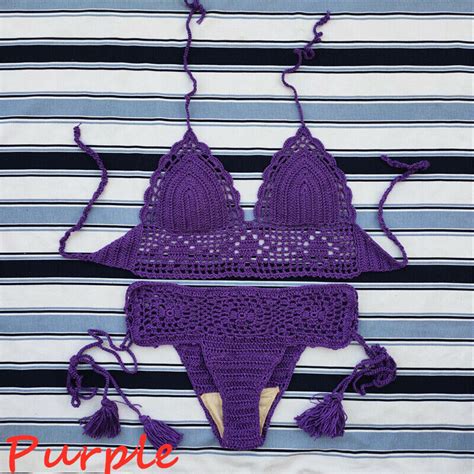 Handmade Crochet Bikini Set Bralette And Shorts Women Swimwear Sexy