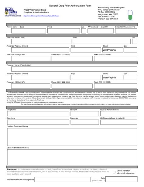 Free West Virginia Medicaid Prior (Rx) Authorization Form - PDF – eForms