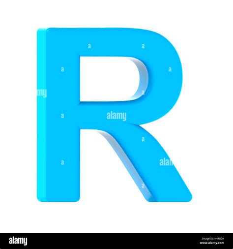 3d Left Leaning Light Blue Letter R 3d Rendering Graphic Isolated