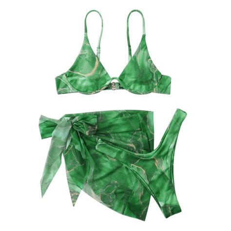 Women S Piece Bikini Set With Mesh Beach Skirt Tie Dye Triangle