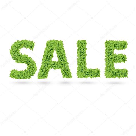 Sale Text Of Green Leaves Stock Vector Image By Chuhail